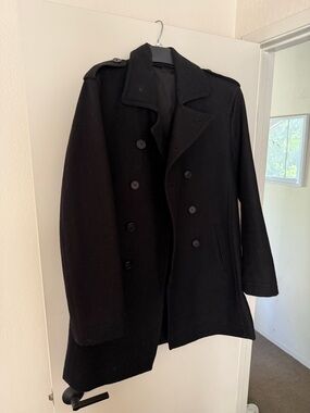 Nautica Black Double-Breasted Pea Coat
